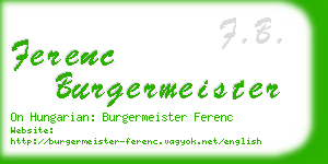 ferenc burgermeister business card